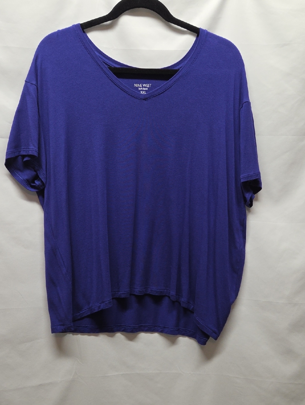 Nine West Women's Deep Purple V-Neck Short Sleeve Tee